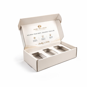 กล่องไปรษณีย์สำหรับอาหารเสริมเพื่อสุขภาพ ยี่ห้อต่างๆ บรรจุภัณฑ์สำหรับจัดส่ง กล่องกระดาษลูกฟูก B E Flute แบบไดคัท ปิดผนึกอัตโนมัติ ขายส่ง - Product Image 4