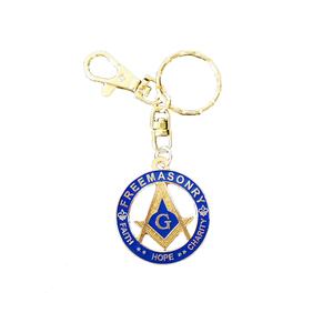 Llavero Masónico Azul con Insignia 'FAITH HOPE CHARITY', Accesorio Exquisito para Masón - Product Image 1