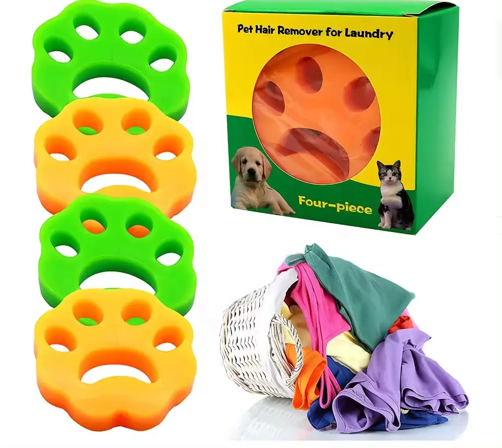 4 pezzi prodotti per la toelettatura dei peli di cane di gatto riutilizzabili per la pulizia dell'asciugatrice strumenti per il bucato di rimozione della pelliccia per animali domestici