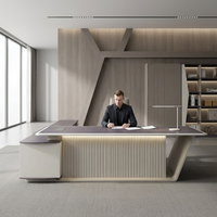 Bureau de direction moderne de luxe en forme de L, finition noir et or MFC, haute technologie, pour projet de bureau d'entreprise, directement de l'usine ODM/OEM