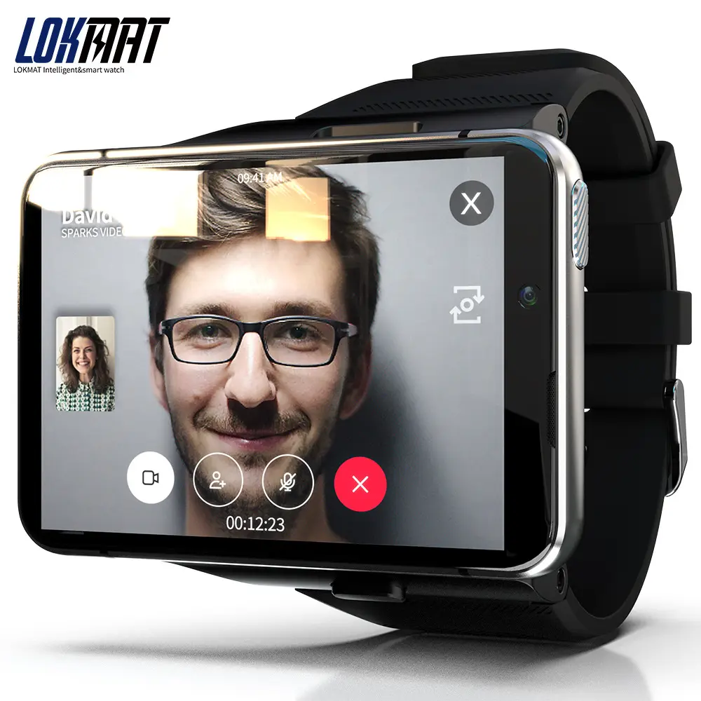 LOKMAT MAX APPLLP 4G WiFi 스마트 시계 남성 듀얼 카메라 비디오 통화 안드로이드 전화 SIM 카드 심박수 모니터 4G + 64G Smartwatch