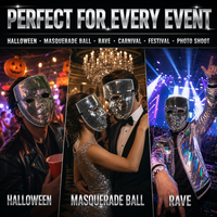 Masque de fête disco mosaïque effet miroir pour Halloween, accessoire de costume de bal masqué, lumineux dans le noir, fournitures de fête pour festival, vente en gros