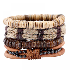 Joyería de fiesta hawaiana hecha a mano Diy, pulseras de cuerda tribal ajustables para <span class=keywords><strong>hombre</strong></span>, pulsera de cuero trenzado de <span class=keywords><strong>hilo</strong></span> <span class=keywords><strong>encerado</strong></span> tejido de madera - Product Image 4