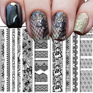Suministros para Uñas, Adhesivos 3D con Patrón de Encaje Negro para Decoración de Uñas, Diseño de Manicura, Adhesivos de Encaje Blanco para Uñas de Boda - Product Image 1
