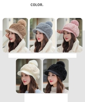 Casquette de baseball en fausse fourrure pour femme, pompon, bonnet en peluche avec rabat pour les oreilles, pour temps froid, neige, ski