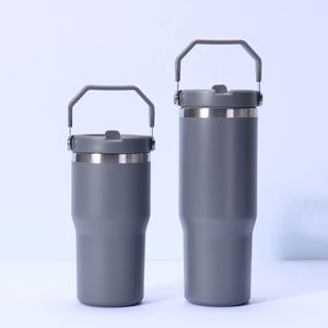 Gobelet isotherme de voyage 20oz 30oz avec poignée, couvercle, paille et base antidérapante pour boissons chaudes et froides - Product Image 2