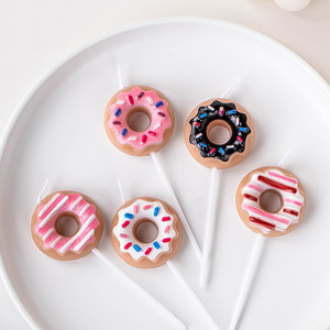 Donut Candles Birthday Party Decorations Colorful Cake Toppers Kids Party Supplies - Product Image 1