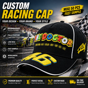 Cappellino da Baseball Premium in Cotone Stile Streetwear, Cappello da <span class=keywords><strong>Corsa</strong></span> Personalizzato, Cappello Snapback con Ricamo 3D, Cappello per Team Motorsport, Fornitore all'Ingrosso - Product Image 1