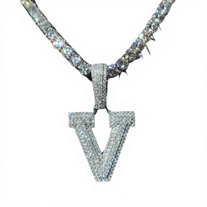 Envío Inmediato: Colgante de Moissanita Helada con Letra Única (0-9) en Plata 925, Estilo Hip Hop, Certificado GRA, Unisex, para Uso Diario - Product Image 4