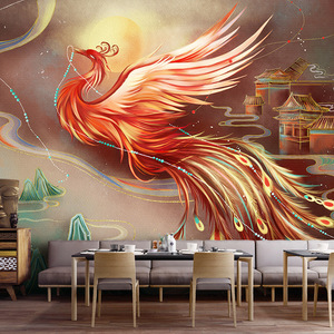 Phong cách Trung Quốc phong cách cổ điển kịch bản giết khách sạn TV nền bức tranh tường hình nền Phong cách Trung Quốc phong cách Phượng Hoàng vải xu hướng quốc gia - Product Image 3