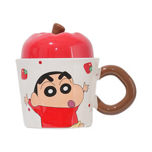 Crayon Shinchan Ceramic <b>Mug</b> <b>With</b> <b>Lid</b> And Handle Cartoon Design For Home <b>Coffee</b> Cup Gift For Girls - Product Image 2