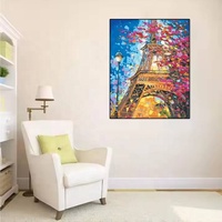 Peinture à l'huile par numéros Tour Eiffel, paysage sur toile pour adultes - Prix de gros