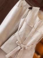 Ensemble jupe longue de qualité supérieure, nouvelle collection printemps 2026, ensemble de vêtements pour femmes, haut en lin avec poche et patchwork + jupe en lin mi-mollet