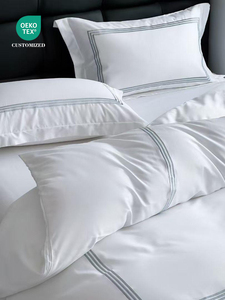 Ensemble de housse de couette de style multiple pour hôtel, coton 60s tissé uni, biologique, 300TC, taille Queen <span class=keywords><strong>King</strong></span>, ensemble de literie toute saison - Product Image 6