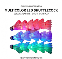 Volant de badminton LED lumineux, coloré, durable, vol stable, jeu nocturne, extérieur, vente en gros, logo personnalisé en usine