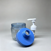 Bouteille Pompe à Lotion PET Transparente Bleue de 500 ml à Large Ouverture, Rechargeable et Vide, pour Savon Liquide, Nettoyant Visage et Gel Douche