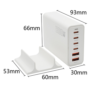 Vente en gros Hub de station de charge <span class=keywords><strong>USB</strong></span>-C à 6 ports 200W GaN III Chargeur rapide <span class=keywords><strong>USB</strong></span>-C PD 65W Chargeur de bureau pour téléphones mobiles QC3.0 - Product Image 5