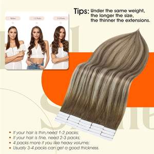 Extensiones de Cabello <span class=keywords><strong>con</strong></span> Cinta Adhesiva, Extensiones de Cabello Natural, Extensiones <span class=keywords><strong>con</strong></span> Cinta Adhesiva de Doble Cara, Marrón Castaño Degradado a <span class=keywords><strong>Rubio</strong></span> Platino <span class=keywords><strong>con</strong></span> Reflejos - Product Image 3