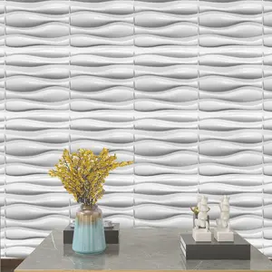 Pvc Gelombang Papan Bertekstur 3D Panel Dinding Besar Desain Gelombang Matt Putih Interior untuk Dikupas 3D 4D 5D Wallpaper rumah