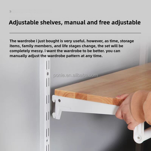 Móc treo quần áo gỗ nguyên khối, tủ quần áo walk-in tùy chỉnh, kiểu tủ quần áo toàn bộ, kết hợp kệ tủ TV 0.6m, giỏ đựng đồ - Product Image 6