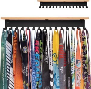 Présentoir de médailles en bois, porte-trophée avec crochets en acier, présentoir de médailles, <span class=keywords><strong>cadre</strong></span> de ruban mural <span class=keywords><strong>pour</strong></span> panier de Football - Product Image 2