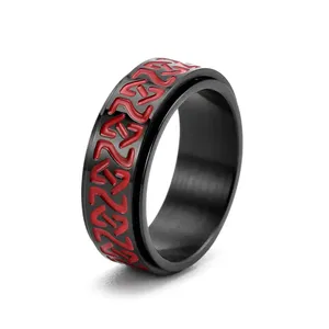 Steel Soldier Rotating Rings Viking Rune Ring Stainless Steel Men Nordic Myth Religious Jewelry