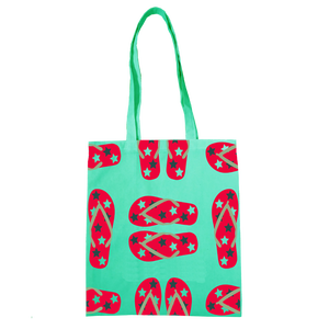 Sacs fourre-tout personnalisés en tissu recyclable rouge et blanc imprimés sur mesure - Product Image 3