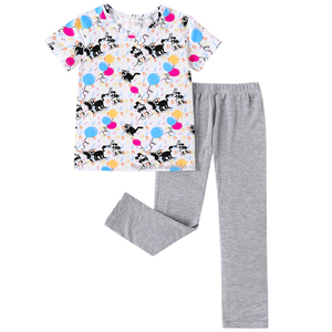 בד קפיץ בייבי פעוטות שרוול קצר צמרות מכנסיים ארוכים קריקטורה 2 חתיכות פיג 'מה סטים לילדים - Product Image 1