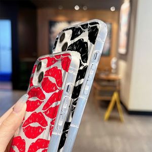 Cute Girls <span class=keywords><strong>Kiss</strong></span> Lips Print Design Clear TPU Air Bumper Phone Case para iPhone 14 Pro Max 13 12 11 Funda suave - Product Image 4