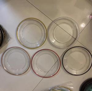 Assiettes <span class=keywords><strong>de</strong></span> Présentation Rondes en Plastique Transparent <span class=keywords><strong>de</strong></span> 13 Pouces, Bordure Perles Or Rose, Fournitures <span class=keywords><strong>de</strong></span> Décoration pour <span class=keywords><strong>Mariage</strong></span> et <span class=keywords><strong>Anniversaire</strong></span> - Product Image 2