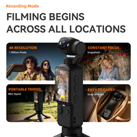 DJ01 360 °   Cámara de Acción con Rotación, Certificación CE, FCC y RoHS, Compatible con Tarjeta TF de 128GB, 4K Ultra HD, Vlog, Cámara de Mano con Luz Integrada