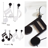Personnalité Cool Asymétrique Notes de Musique Boucles D'oreilles Noir Belle Acrylique Longues Boucles D'oreilles Femmes Accessoires Bijoux