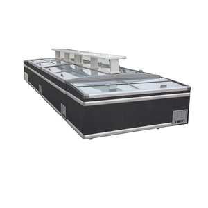 Ice Cream Chicken Combination Island Chiller Display Showcase Continuous Fridge Freezer