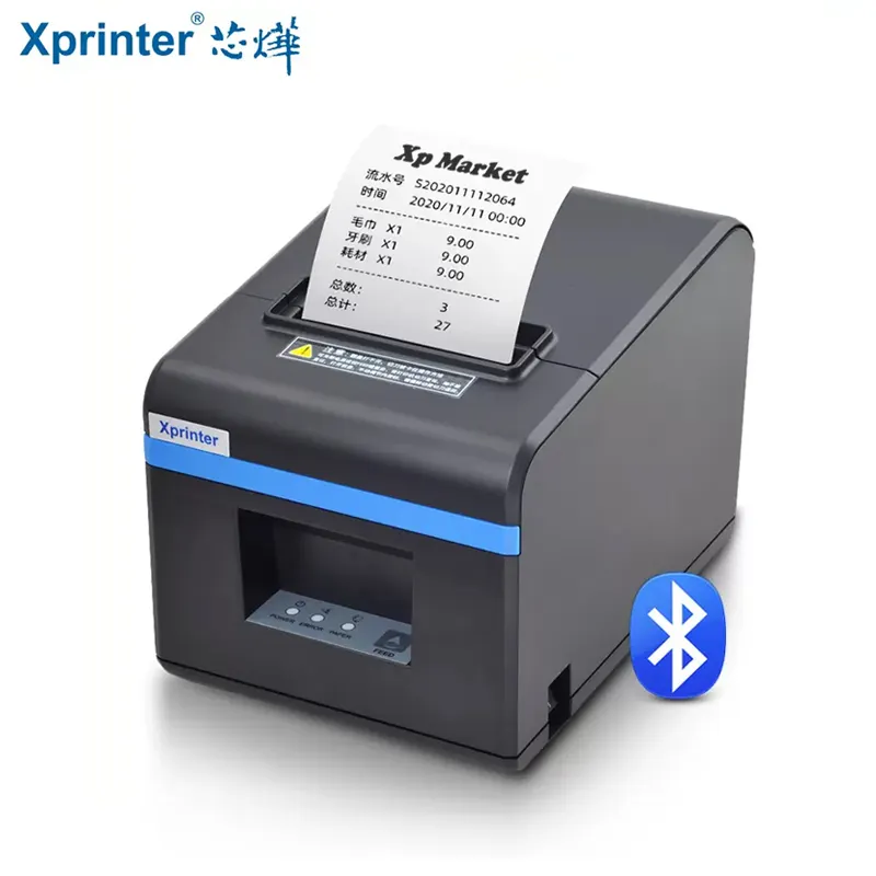 Xprinter XP-N160II Bluetooth 80mm thermal receipt printer with auto cutter for POS restaurant kitchen