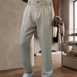 Pantalones Casuales de Oficina para Hombre, Corte Recto, Talla Grande, Color Marrón, Cómodos, de Algodón Medio, Cintura Media, Estilo Hip Hop, Transpirables - Product Image 3