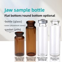 Flacons en verre pour headspace de 10 ml/20 ml, conception à sertir, pour chromatographie en phase gazeuse, avec bouchon à vis fileté de précision, septa en PTFE inclus, 100 pièces