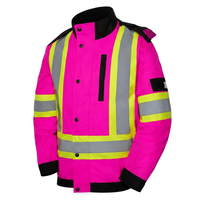 Veste d'hiver réversible personnalisée haute visibilité matelassée réfléchissante en microfibre antibactérienne pour homme, idéale pour les travaux routiers et la construction