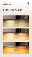 Lampe de table LED portable européenne 3 couleurs, rechargeable, batterie DC, protection des yeux, double tête rotative, lumière de lecture à intensité variable