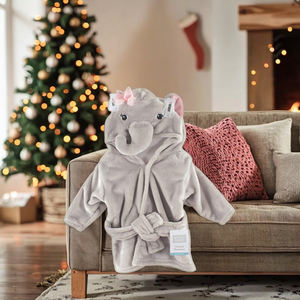 Albornoz de felpa con cara de Animal para bebé, bata de baño con capucha de elefante bonito, 0 a 9 meses - Product Image 5