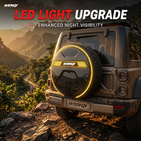 Housse de roue de secours prête à l'emploi avec motif en X, en ABS brillant, option feu stop LED pour véhicule 4x4 avec kit de câblage inclus