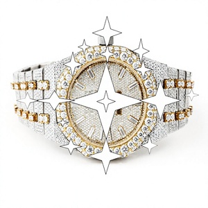 Reloj Mecánico de Lujo para Hombre en Oro Amarillo con Incrustaciones de Moissanita VVS, Analógico, de Acero Inoxidable y Cristal, Directo del Proveedor Indio - Product Image 1