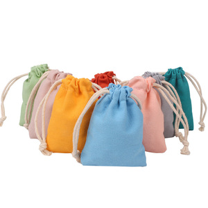 Sacs en coton avec cordon de serrage, emballages colorés pour bijoux, sacs cadeaux, impression de logo personnalisée disponible - Product Image 3