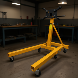 Support moteur de moto robuste D0100X32KNP, capacité 2000 lb, cadre métallique jaune pliable avec 6 roulettes pour réparation automobile - Product Image 2