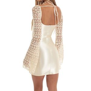 Nouvelle Robe Sexy pour Femme avec Fermetures Éclair et Ceintures, Mini-Robe de Soirée Courte en Dentelle pour l'Été, Robe Moulante Élégante à Épaules Dénudées - Product Image 2
