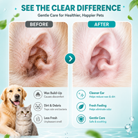 50pcs par baril doux sans irritation biodégradable pour le soin des oreilles des animaux de compagnie lingettes pour les doigts