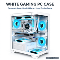 Casing PC Gaming M-ATX Grosir Kaca Temper Panoramic Pendingin Cair 360mm Hitam Putih Opsional OEM