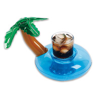 Accessoires de piscine Porte-boissons flottant rond en PVC Flamant rose Porte-gobelets gonflable pour piscine Porte-gobelets de plage