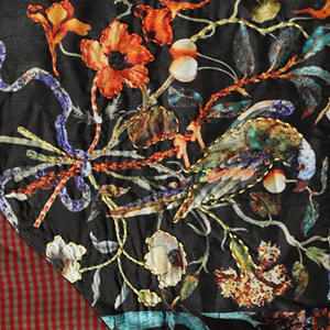 Usignolo e giardino modello Vintage stile elegante in lana e seta Patchwork scialle in maglia per donne sciarpa a spalla - Product Image 3