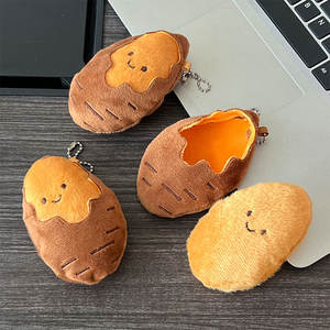 New Arrival 11cm <b>Plush</b> Roasted Sweet Potato Keychain Backpack Ornament with Cotton Fabric Kawaii Design for Stress Relief - Product Image 5