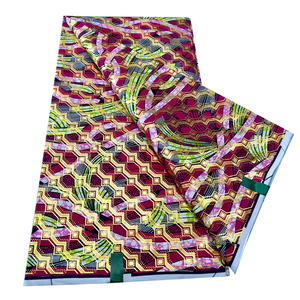 Tissu Imprimé <span class=keywords><strong>Wax</strong></span> Africain 100 % Coton, Vraie Cire Véritable Pour DIY, Robes, Coiffes, Décoration de Vêtements - Product Image 1